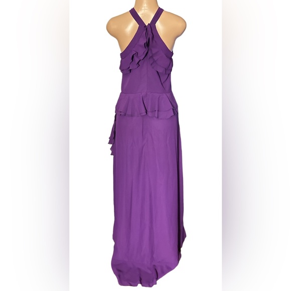 True Decadence ~ Size 14 Tall ~ Purple Halterneck Ruffled Long Maxi Dress - Picture 5 of 13